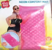 Play Day Inflatable Neon Comfort Mat Pink Ages 14+ Includes Repair Patch 5ft 9in
