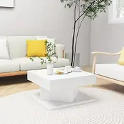 Modern White Coffee Table 57x57x30 cm, Engineered Wood - Perfect for Living Room, Decorative Furniture with Storage Spaces, Simple Style for Home Decor