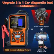 FOXWELL NT301 PLUS 2 IN 1 OBD2 Scanner Car Battery Tester 12V Code Reader Tool
