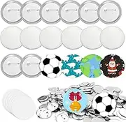 KINBOM 300pcs Button Making Supplies, 58mm/2.28 inch Silver Metal Buttons, Round Badge Pin Button Parts with Transparent Film, DIY Crafts
