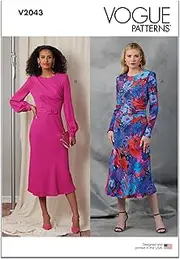 [Vogue] Patterns Paper Pattern V2043H5 Misses' Dresses and Belt H5(6-8-10-12-14)