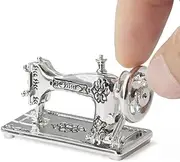 Odoria Dollhouse Sewing Machine Miniature: 1/12 Scale Stitching Machine Silver for Vintage Sewing Room - Mini Tool Metal