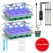 24 Cell Seed Starter Tray with Grow Light Humidity Dome Auto Timer Seedling Tray