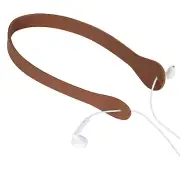 Geekria Earphones Straps, Soft Vegan Leather Anti-Lost Earbuds Holder (Brown)