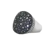 DAVID YURMAN STERLING SILVER LARGE OVAL STARLIGHT DIAMOND 0.92 RING SZ 7 NEW 17R