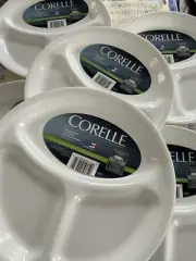 6X Corelle 10.25” Livingware 3 Separated Divided Dish Wntr Frost Why Made USA