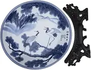 HAMPPLIES Oriental Ceramic Decorative Plate Elegant Food Tray with Stand for Home Kitchen and Restaurant Use Smooth Charming Design for Desserts and Displays