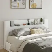 LED headboard cabinet white RGB lights storage modern 200x16.5x103.5 9266