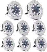 Paquete de 8 luces solares blancas para el suelo, 8 LED impermeables