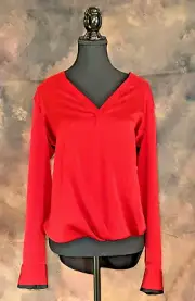 Womens DKNY Long Sleeve Red Blouse pullover Size Medium NWT