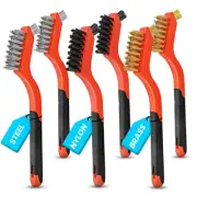 6PC Small Wire Brush Set, Rust Paint Metal Cleaner Scratch Brushes, Cleaning ...