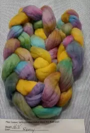 USA Sourced Hand Dyed Painted Med Wool Combed Top Roving Spinning Felting Remy