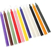 RORPOIR 12pcs Colored Candles Purple Rainbow Thick Colorful Dye Dinner Party Farmhouse Taper Candles Thin Unscented Plain Pastel Green Color Pillar Multicolor Painted Simple Wax Paraffin