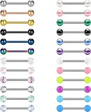 [Briana Williams] Straight Barbell Nipple Piercing Jewelry 14G Metal Tongue Nipple Rings for Women Surgical Steel 12mm 14mm 16mm 18mm Bar Length 24pcs