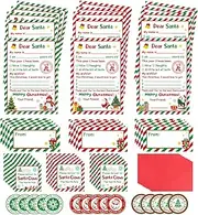 Letter to Santa Kit, Letters from Santa, Christmas Writing Set Includes Christmas Wishlist, Red Envelopes, Stickers, Seals, Address Labels