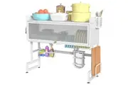STORFEX 2-Tier Over Sink Dish Drying Rack with Cover - White