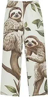 [ZZXXB] Sloths Climb Tree Boys Long Pants Soft Trousers Elastic Waist Kids Lounge Bottoms with Pockets S-XL