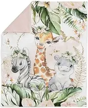 UNIQUE Flower Safari Fabric Panel 29x39 in, Quilting Panel, Baby Quilt Panel, Cotton Baby Panel, Blanket Panel, Cotton Sateen Fabric Panel for Quilting