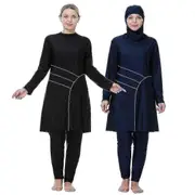 Sport burkinis for women 3xl-8xl full cover swimsuit 3pcs long sleeves Navy blue 6XL