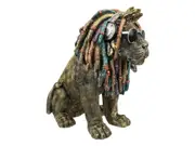 35cm Sitting Reggae Gold Lion Statue - Bold Afro-Caribbean Inspired Home Decor
