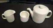 JOHNSON BROS. ATHENA TEA/COFFEE POT W/LID & CREAMER & SUGAR SET
