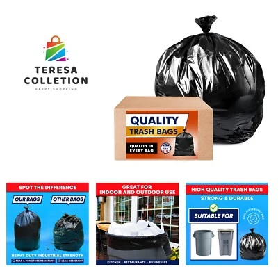 55 Gallon Trash Bags Heavy Duty, MegaValue Pack 100 Bags w/Ties 55-60 Gallon ...