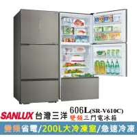 在飛比找momo購物網優惠-【SANLUX 台灣三洋】◆606公升一級能效變頻三門冰箱(