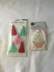 New Crate Paper Snow and Cocoa Tassels - Set of 5 # & Birthday Tags A1