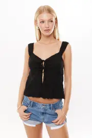 [Supré] Supré - Sadie Tie Front Top - Black XS BLACK
