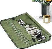 Gupcaqosjw Cutlery Storage Bag | Kitchen Cooking Utensil Set Travel Organizer,Portable Polyester Roll up Pouch Bag Cutlery Storage Water Resistant Case for Forks Spoons Chopstick