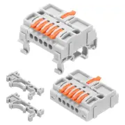 4pcs Din Rail Press Quick Terminal Blocks Splicing Wire Connectors(1 in 5 out)