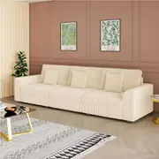 Advwin 5 Seater Sofa Corduroy Armchair Couch Lounge Comfy Sofa with Cushion Beige