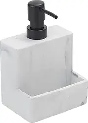 Luxshiny Soap Dispenser with Sponge Holder, Marble Look Liquid Hand and Dish Soap Dispenser Pump Bottle, 2 in 1 Shampoo Lotion Bottle for Bathroom Kitchen Sink