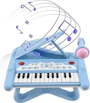 xinyee 25 Key Electronic Keyboard Piano Mini Musical Instrument with 360 Degrees Rotatable Microphone Portable Music Piano Keyboard 15 Function Keys Beginners Keyboards Piano