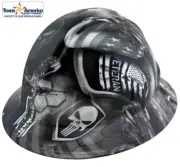 Veterans Hydro Dipped Full Brim Hard Hat with Ratchet Suspension
