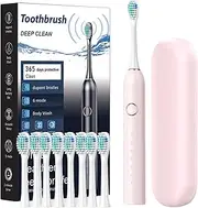 Rechargeable Toothbrushes With Case, Travel Electric Toothbrush, Rechargeable 40000 VPM 6 Modes 2-Minute Smart Timer Fast Charge Lasts 180 Days Toothbrush For Adults