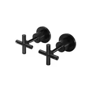 MEIR Round Brass Cross Handle Shower Wall Taps - Matte Black