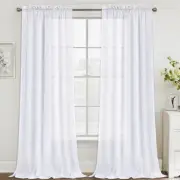 Linen Sheer Curtains 108 inch Length 2 Panels Set Light Filtering Privacy Dra...