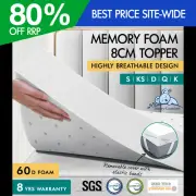 STARRY EUCALYPT Memory Foam Topper Ventilated Mattress Bamboo Cover Underlay 8cm