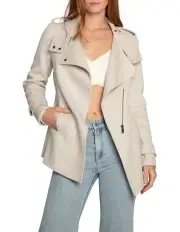 [Belle & Bloom] Bad Girl Wool Blend Moto Coat in Oat Marle