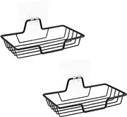 2Pcs Stainless Steel Wall Mounted Soap Holder Soap Tray, Stainless Steel Wall-Mounted Soap Tray with Hooks ,Black