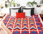 Incredible Patchwork Cheveron Scrap Abstract FINISHED QUILT - Great quilting