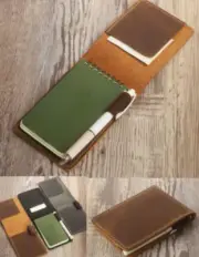 fit for 14x8cm Notepad holder pad pen bag Note cover notebook Leather brown Y89