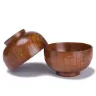 Natural Wooden Bowl Japanese Wood Rice Soup Bowl Salad Bowl Food Container LarPR