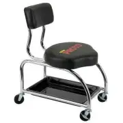Tool Trolley Stool Creeper Seat With Backrest 300lb Capacity Heavy Duty Black