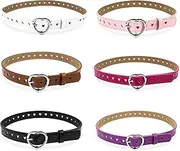 [Vegena] Children's Belt, 6 Pieces Elastic Belt for Girls, Children's Belt Girls with Heart Buckle Waist Belt Children PU Leather Belt Heart-Shaped Elastic Waist Belt Girls Trousers Skirts Jackets, Pink