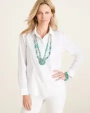 CHICO'S No-Iron Coolmax All Seasons Classic Shirt White (Size S, XL) NWT
