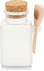 Cabilock Travel-sized Salt Jar Spoon Epsom Salt Storage Reusable Beauty Bottles Wooden Lid 6 Pack
