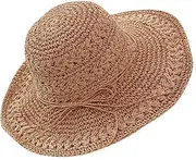 [KESYOO] Women Straw Sun Hat Foldable Summer Flower Decorative Sun Protection Wide Beach Woven Cap