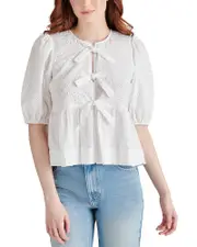 Steve Madden Paula Eyelet Tie Front Top